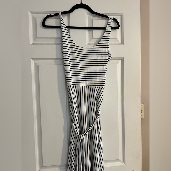 Loft- Striped Tie Waist Midi Dress - Picture 3 of 5